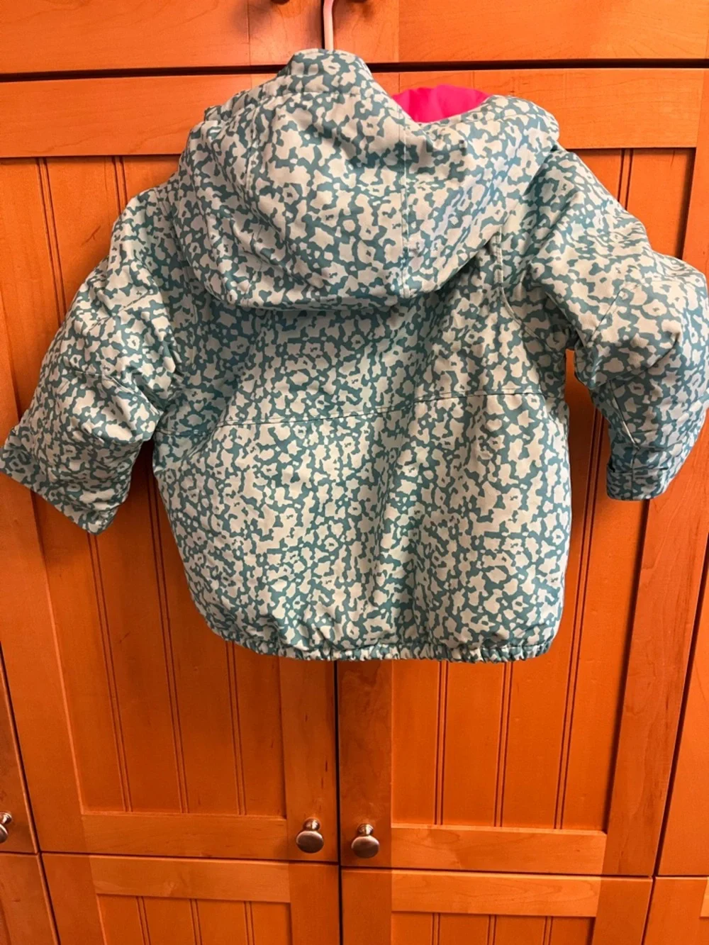 Columbia 2t Kids' Teal Patterned Ski Jacket with Omni-Heat and Outgrown Sleeves